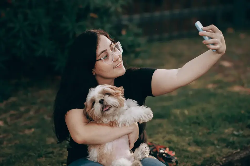 Dog owner at home