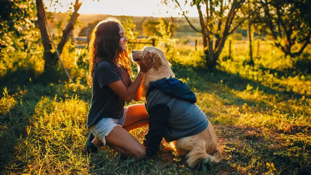 Dog with a gardening owner